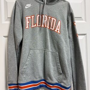 Nike Gray Florida Gator Sweatshirt with Blue and Orange Accents Hoodie Gators